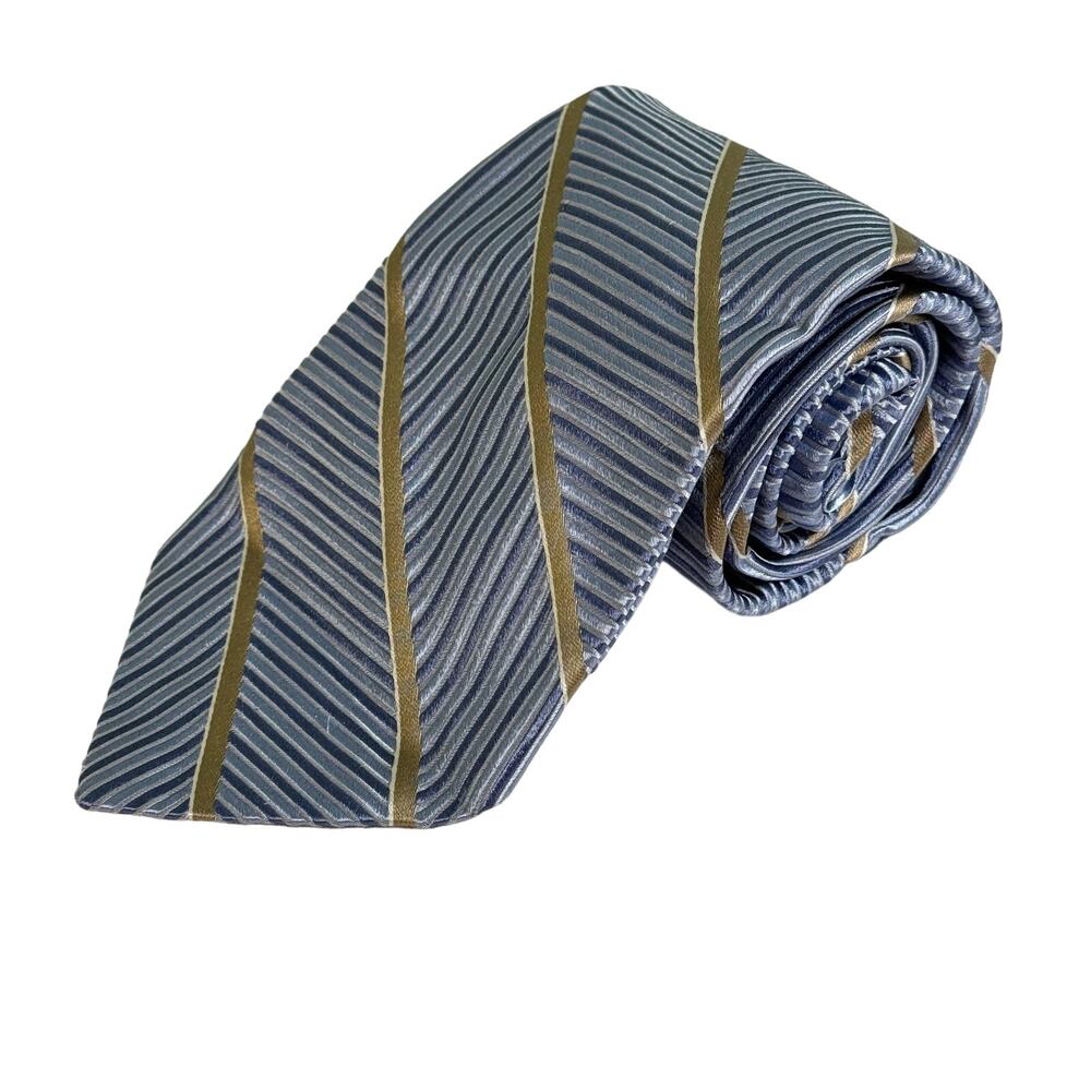 Faconnable Necktie Tie Mens 59" Classic Blue 100% Silk Designer Diagonal Striped